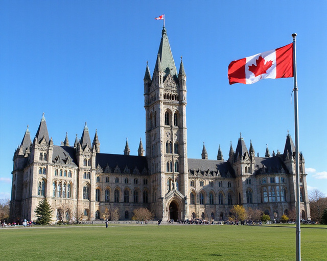 Canadian government building with flag